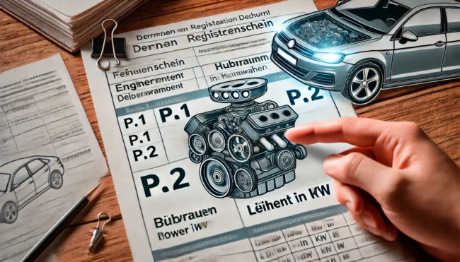 Wo steht der Hubraum & die Leistung in KW im Fahrzeugschein