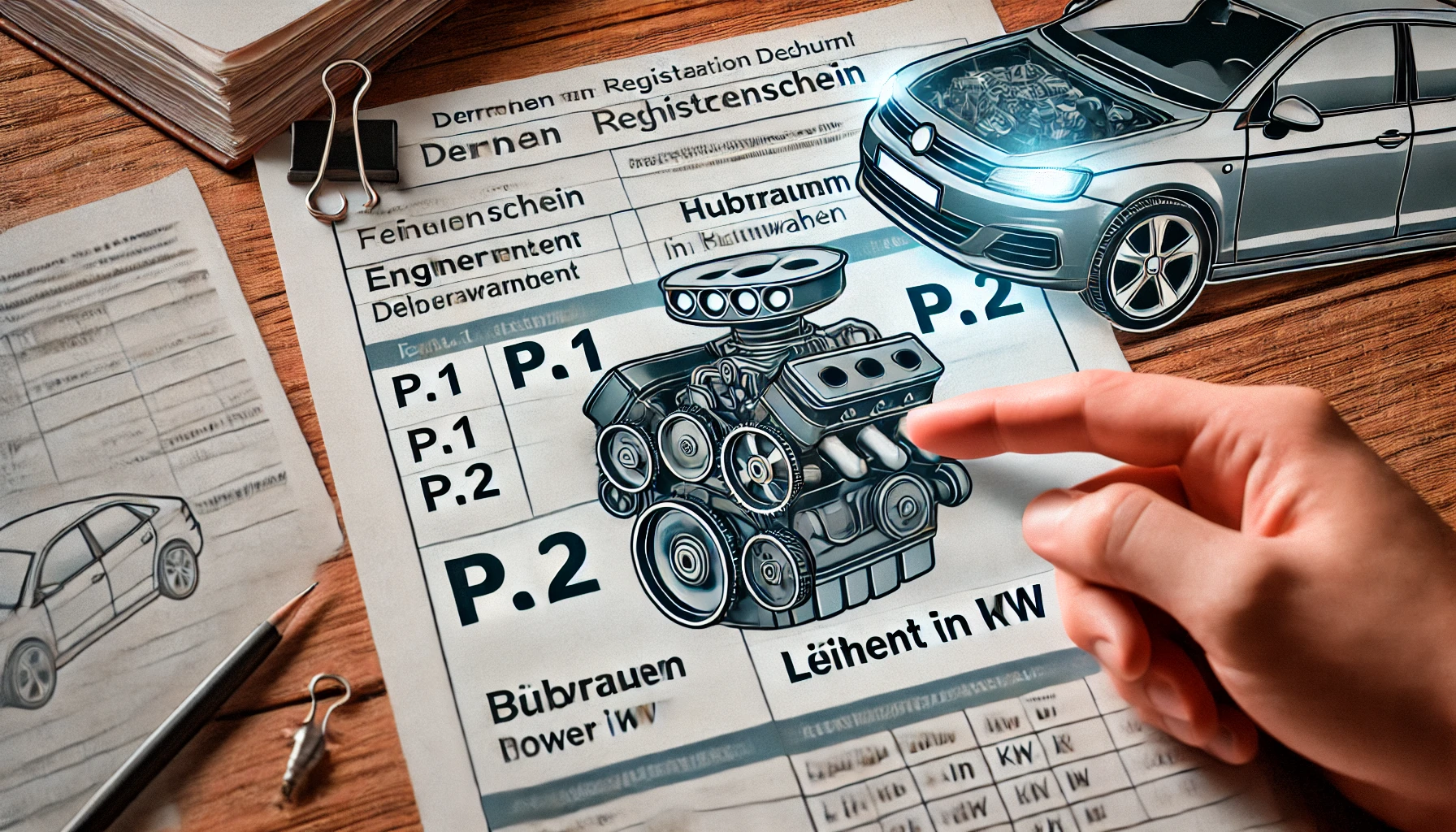 Wo steht der Hubraum & die Leistung in KW im Fahrzeugschein